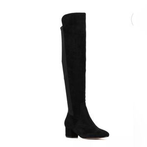 NEW YORK & COMPANY FLORENCE ALMOND TOE FAUX SUEDE OVER THE KNEE BOOTS SIZE 9